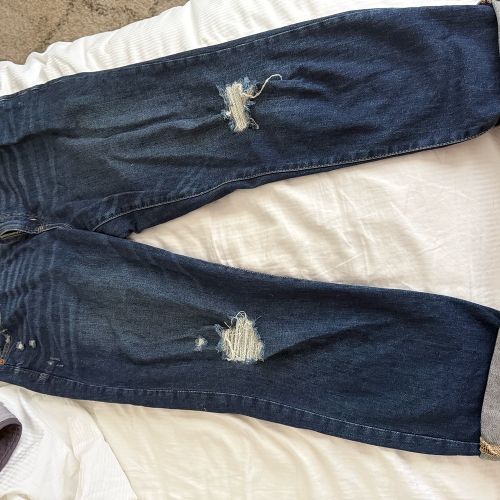 GAP Women's Blue Distressed Boyfriend Jeans